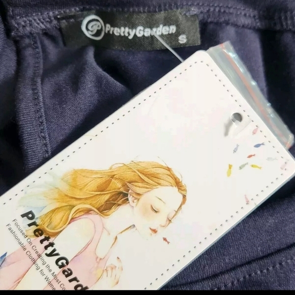 Pretty Garden Navy Blue Jumper One Piece Jogger Legs Cap Sleeves Size Small New - Picture 5 of 5